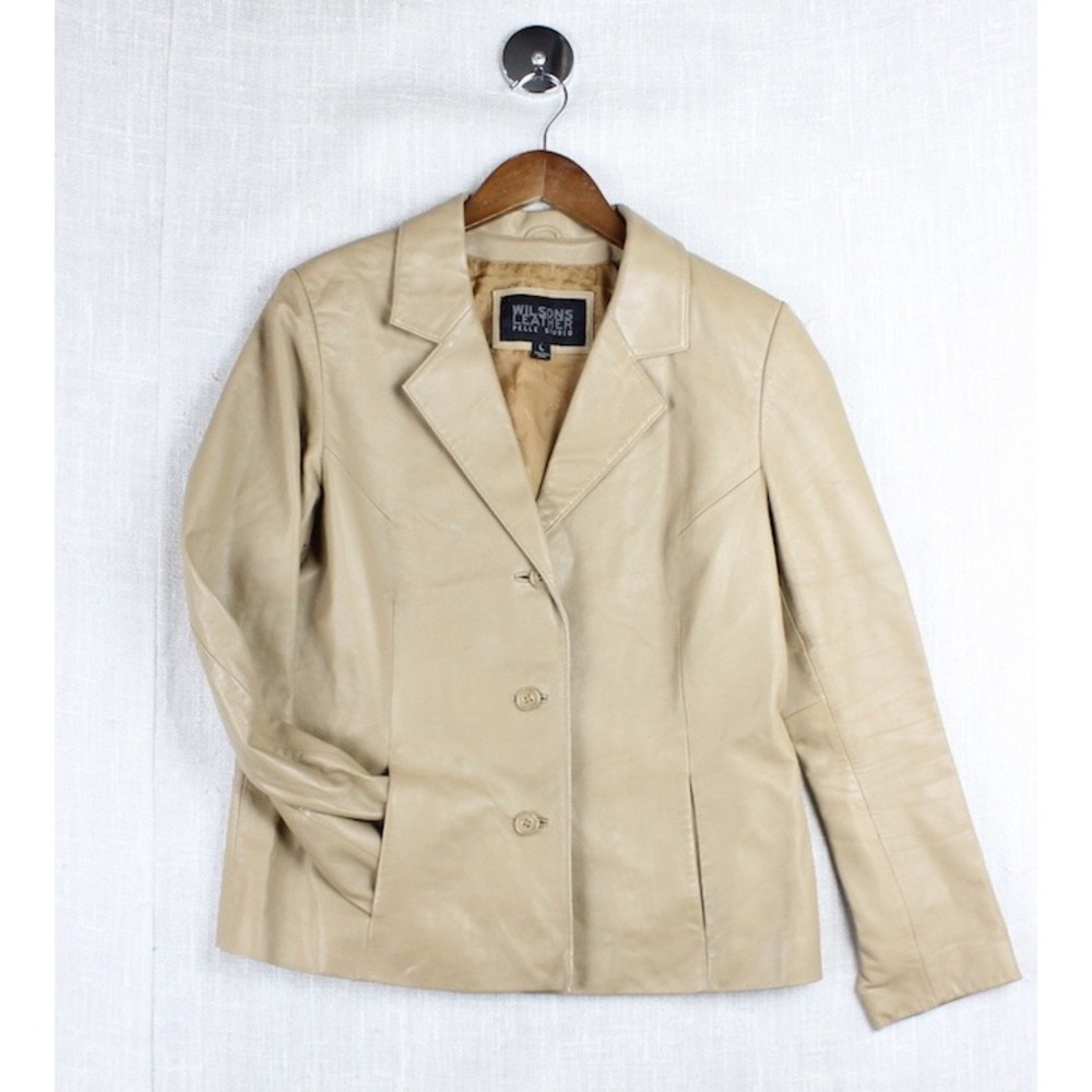 Vintage Tan Leather Jacket Boho Western Wilsons Leather Pelle Studio Womens L